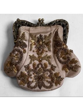 Vintage Beaded Clutch with Gold Accents